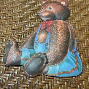 Vintage Department 56 Pressed Tin Teddy Bear Wall Hanging Decoration  10"
